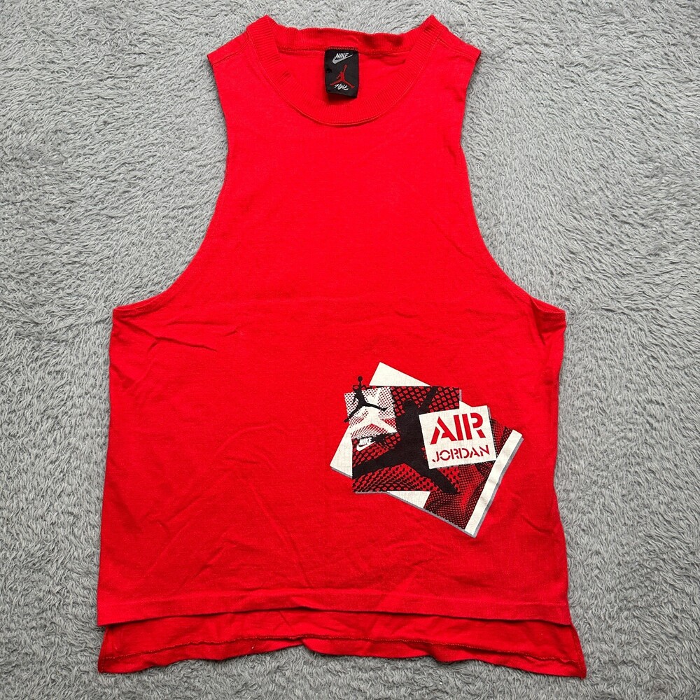 Vintage 90s Nike Air Jordan Tank Top Mens M Red Muscle Shirt NBA Made in USA